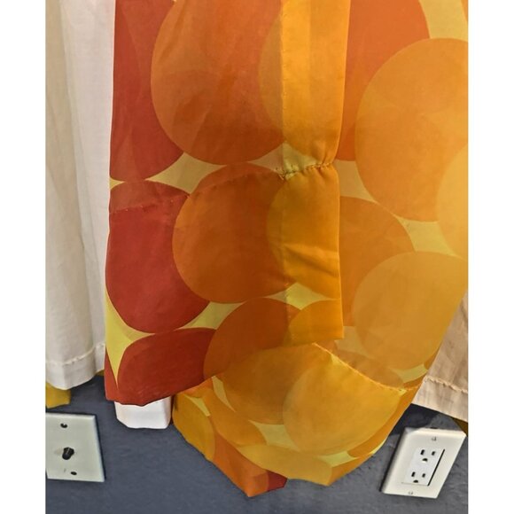 Vintage Curtain Panels Set Lined Handmade Psychedelic Orange Yellow Mod - Picture 7 of 8